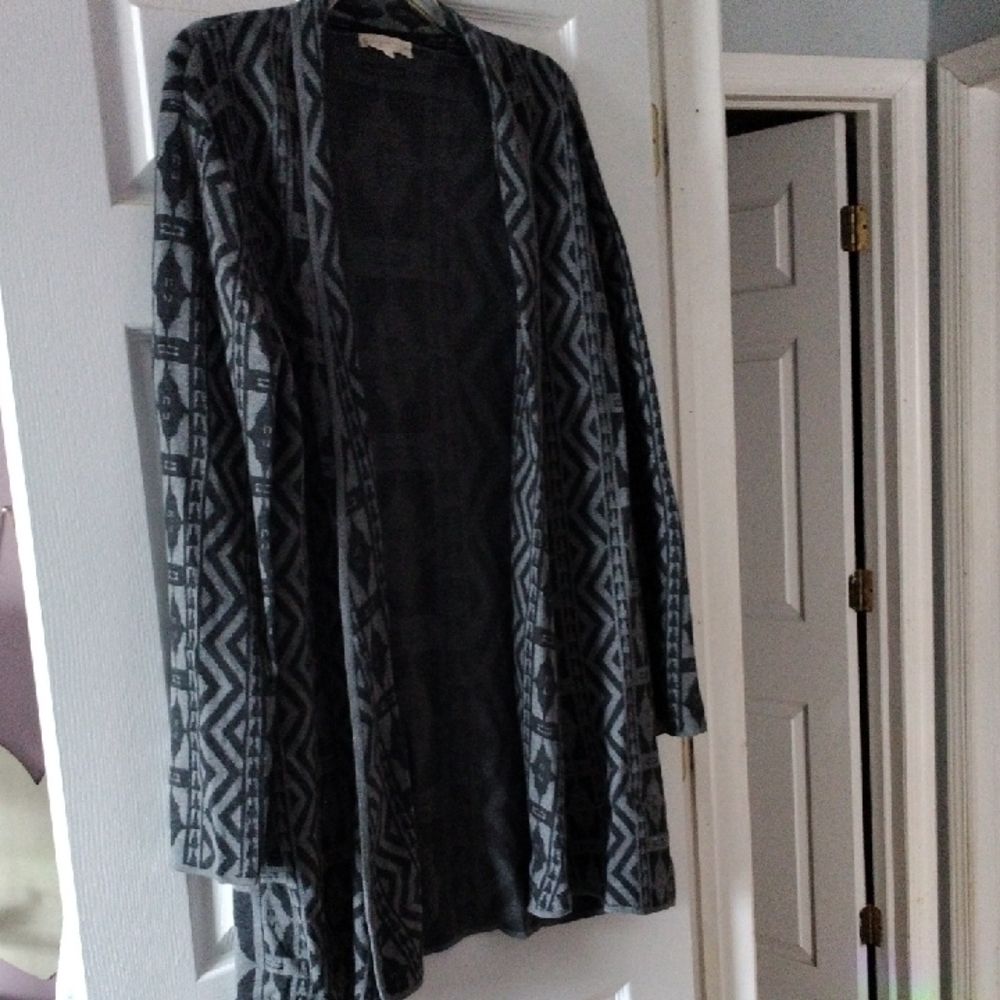 Indigenous Charcoal Geometric Cardigan